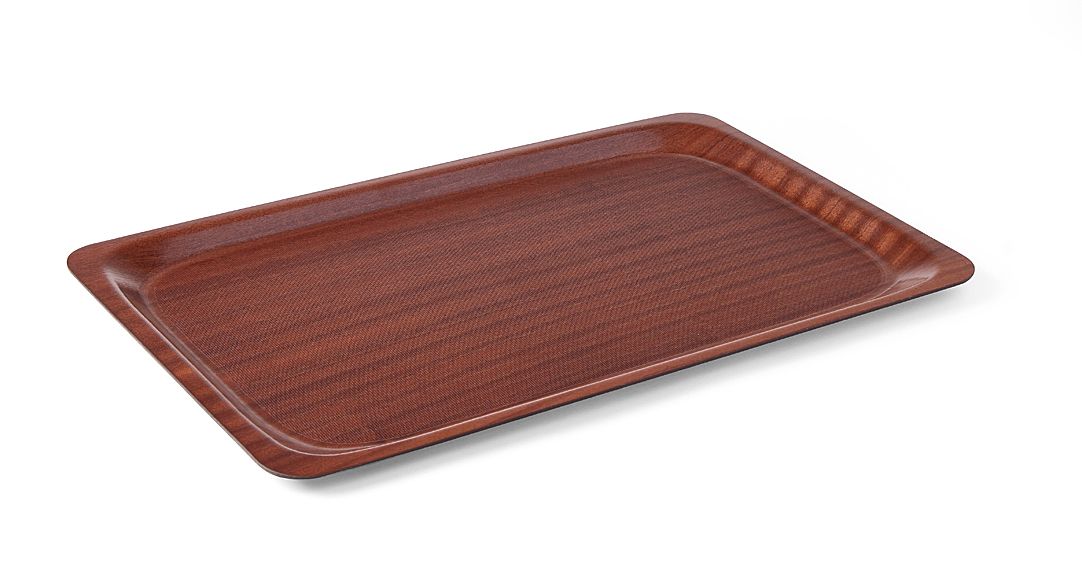 Taca do serwowania, prostokątna, antypoślizgowa, laminowana, AmerBox, mahoniowy, 330x430mm