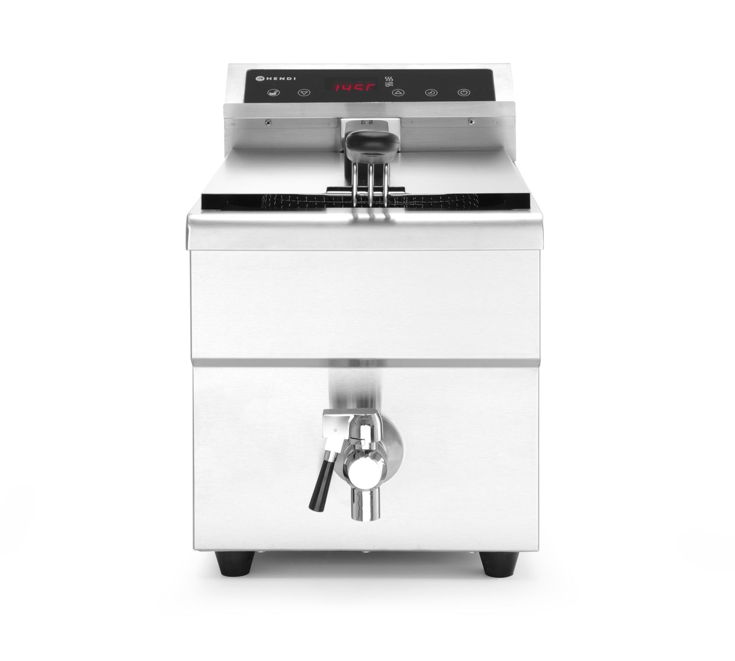 Frytownica indukcyjna z kranem spustowym, 8 l, HENDI, 8L, jasnoszary, 230V/3500W, 288x619x(H)408mm