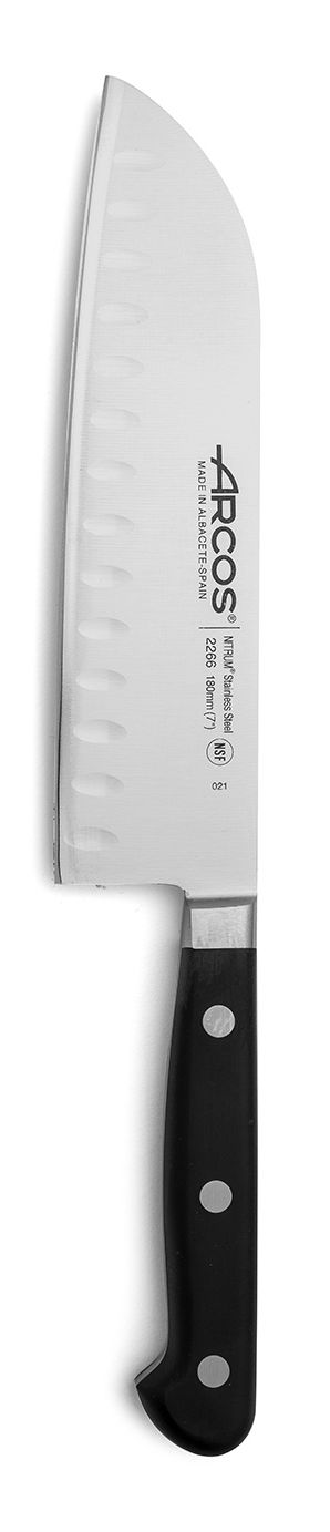 Nóż Santoku ze szlifem kulowym, seria ÓPERA, Arcos, czarny, (L)303mm