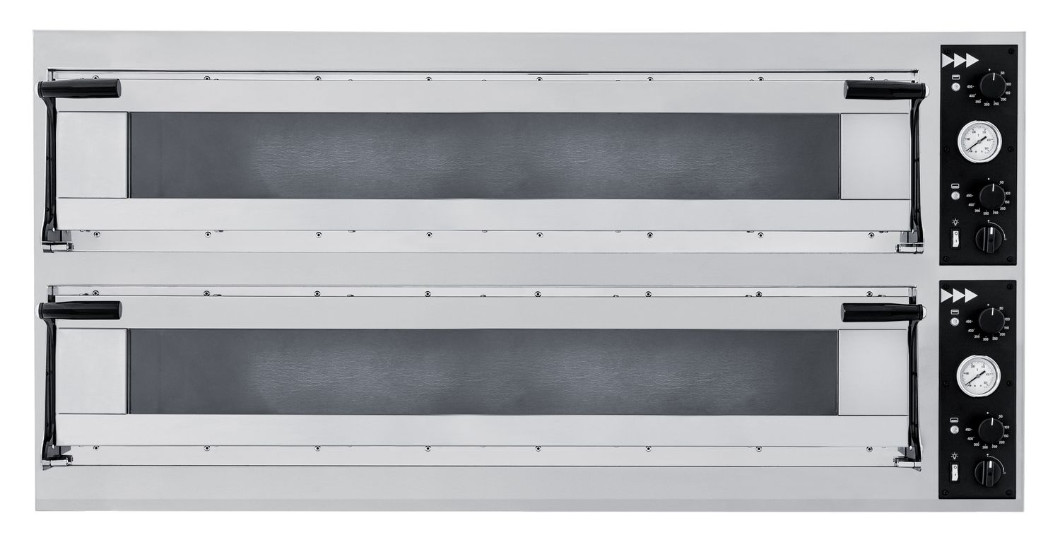 Piec do pizzy Trays 66L Glass, Prismafood, 2 komory, 400V/20400W, 1500x964x(H)745mm