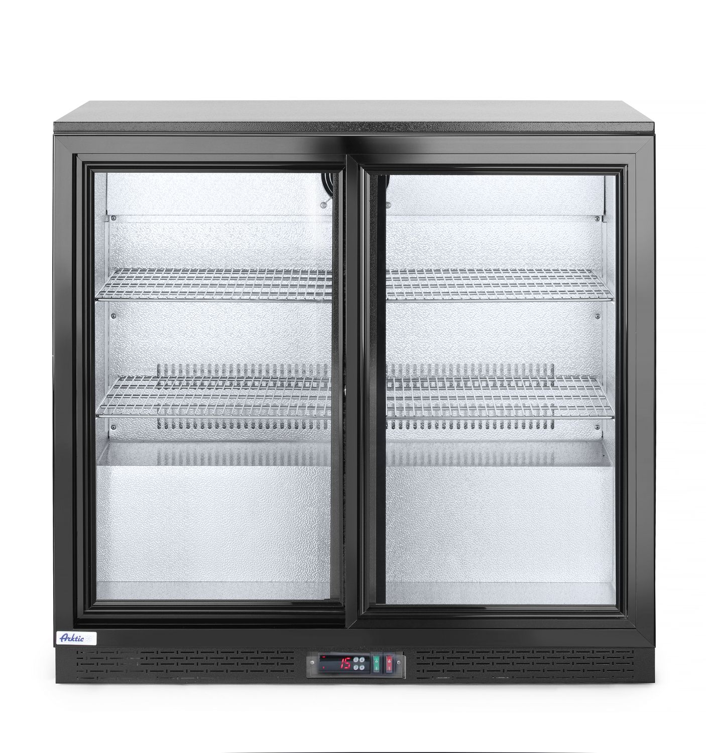 Lodówka barowa z podwójnymi drzwiami suwanymi, Arktic, 158L, czarny, 230V/160W, 520x900x(H)870mm