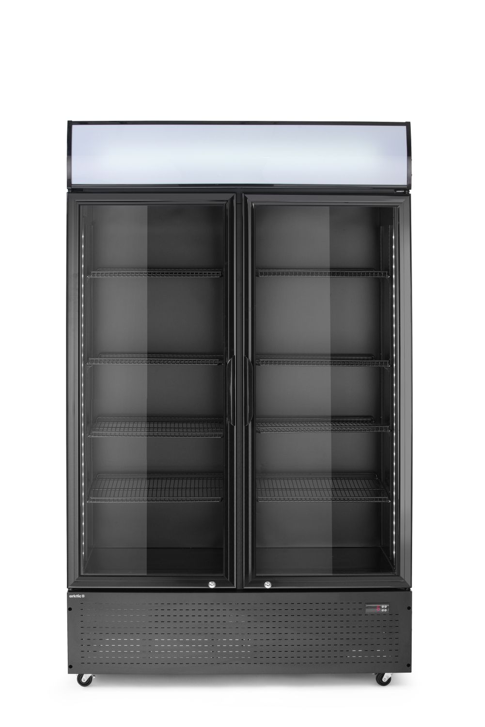 Lodówka barowa z podświetlanym panelem, 2-drzwiowa, Arktic, 512L, czarny, 230V/510W, 585x1120x(H)1900mm