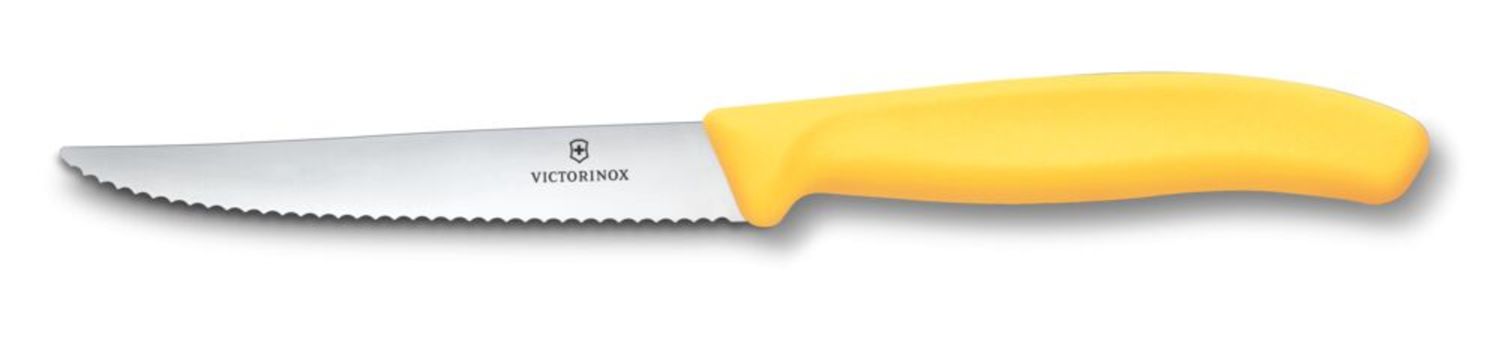 Nóż do steków i pizzy, Victorinox, żółty, (L)222mm
