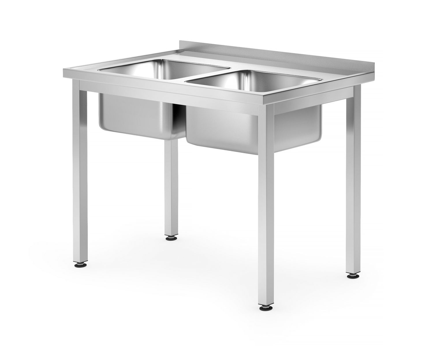 Stół ze zlewem 2-komorowym – skręcany, głębokość 700 mm, HENDI, Profi Line, Lokalizacja komory - pośrodku, 1000x700x(H)850 mm, 1000x700x(H)850mm