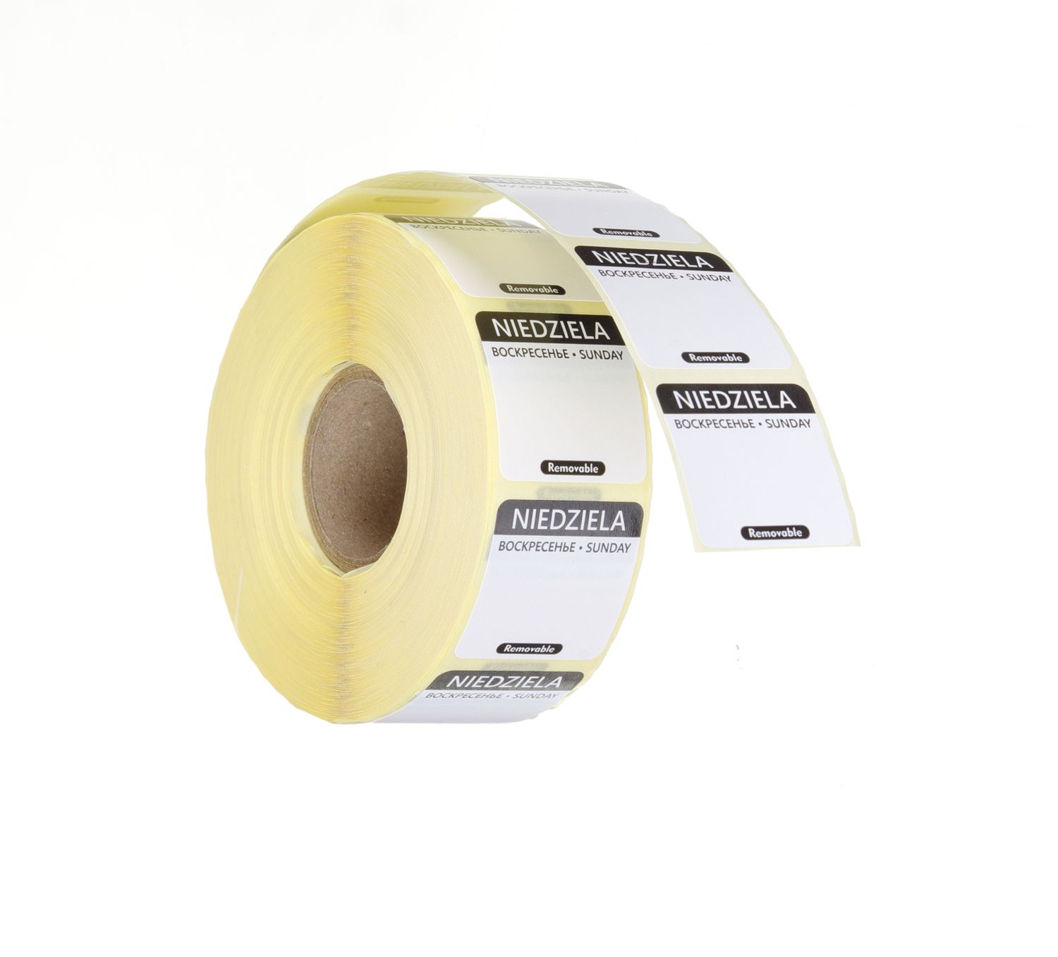 Etykiety Food Safety na każdy dzień tygodnia – wielorazowe, HENDI, Niedziela, czarny, 1000 szt., 25x25mm