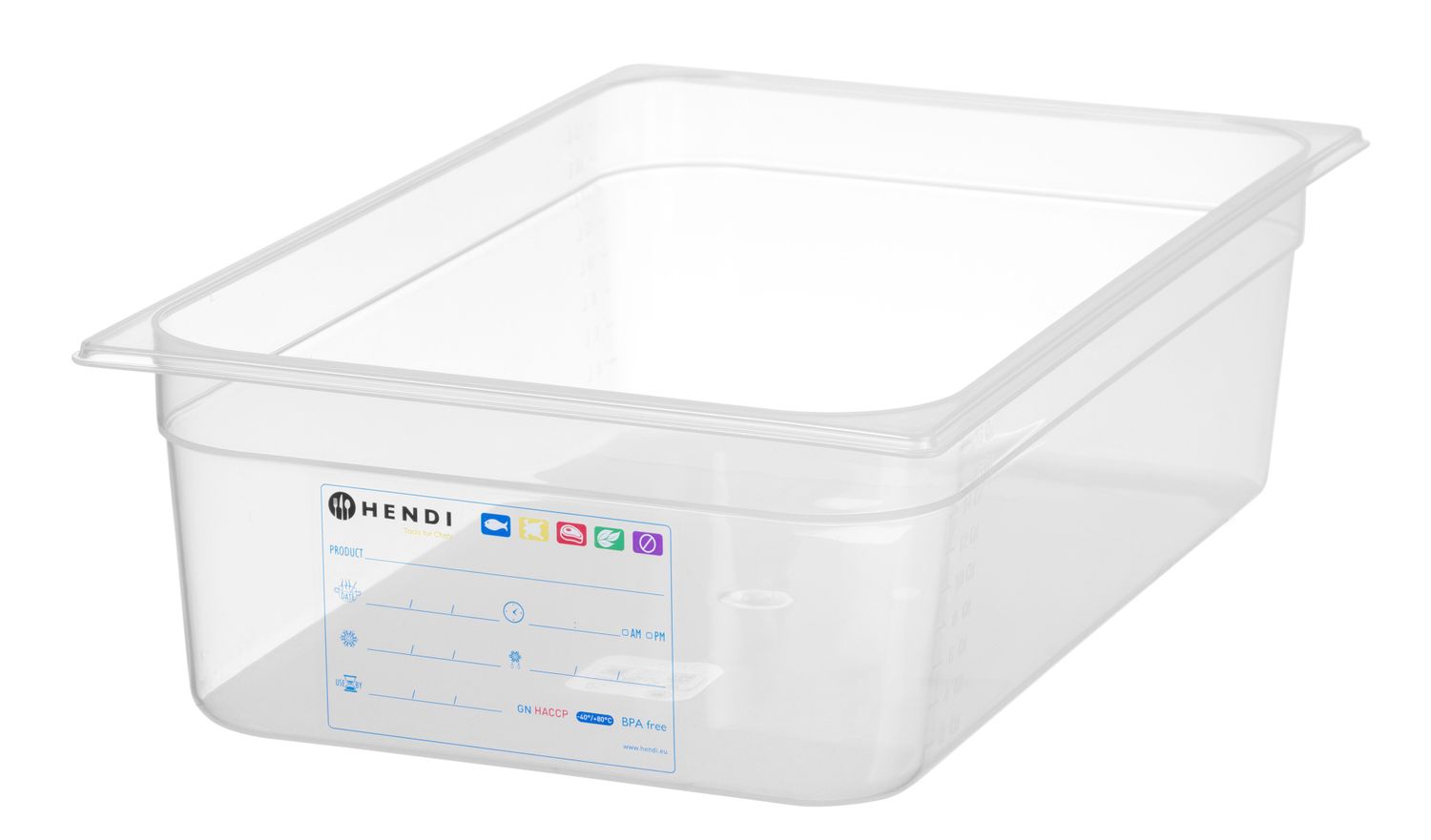 Pojemnik GN 1/1 HACCP, HENDI, GN 1/1, 21L, transparentny, 530x325x(H)150mm