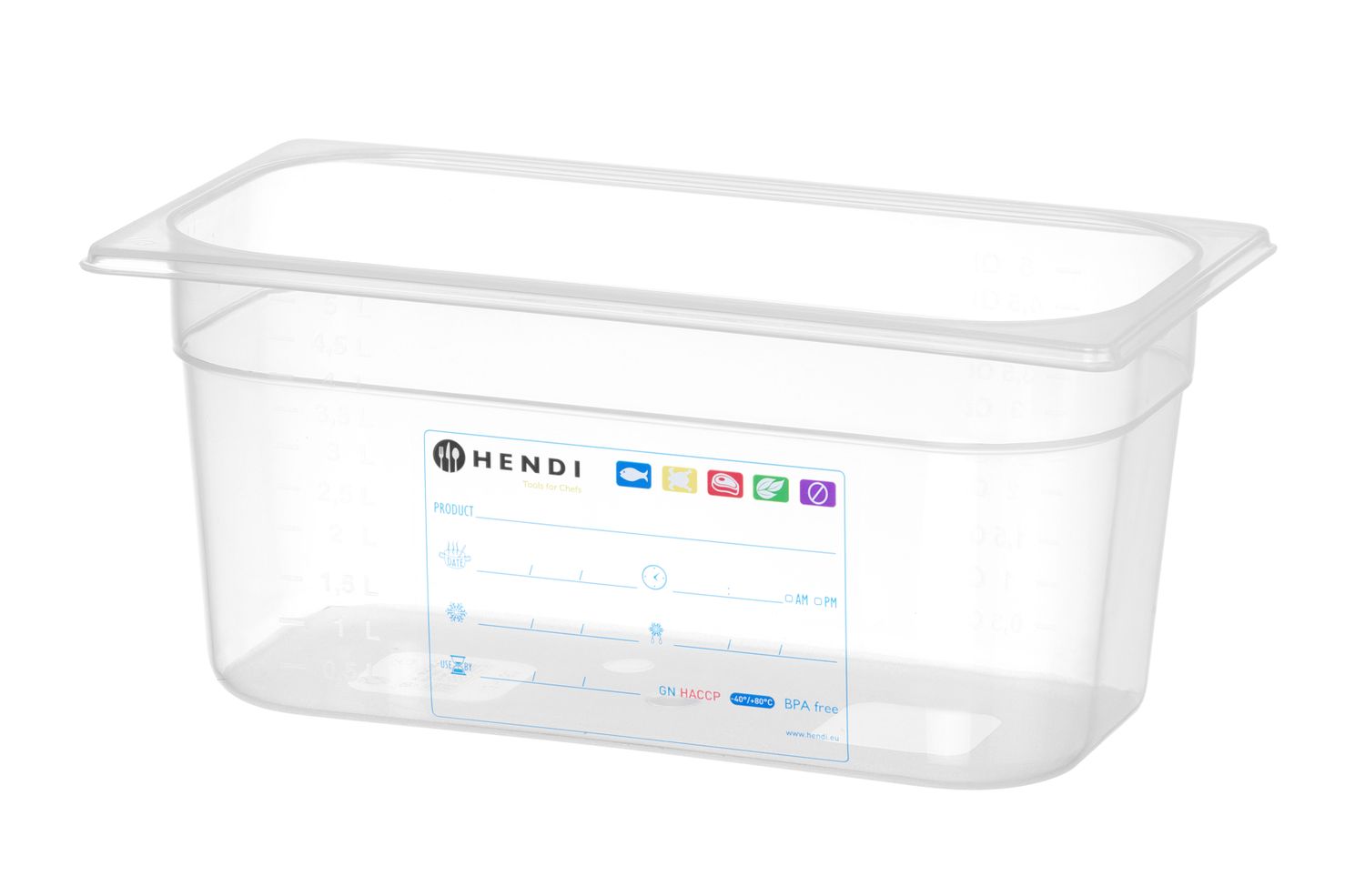 Pojemnik GN 1/3 HACCP, HENDI, GN 1/3, 5,7L, transparentny, 325x176x(H)150mm
