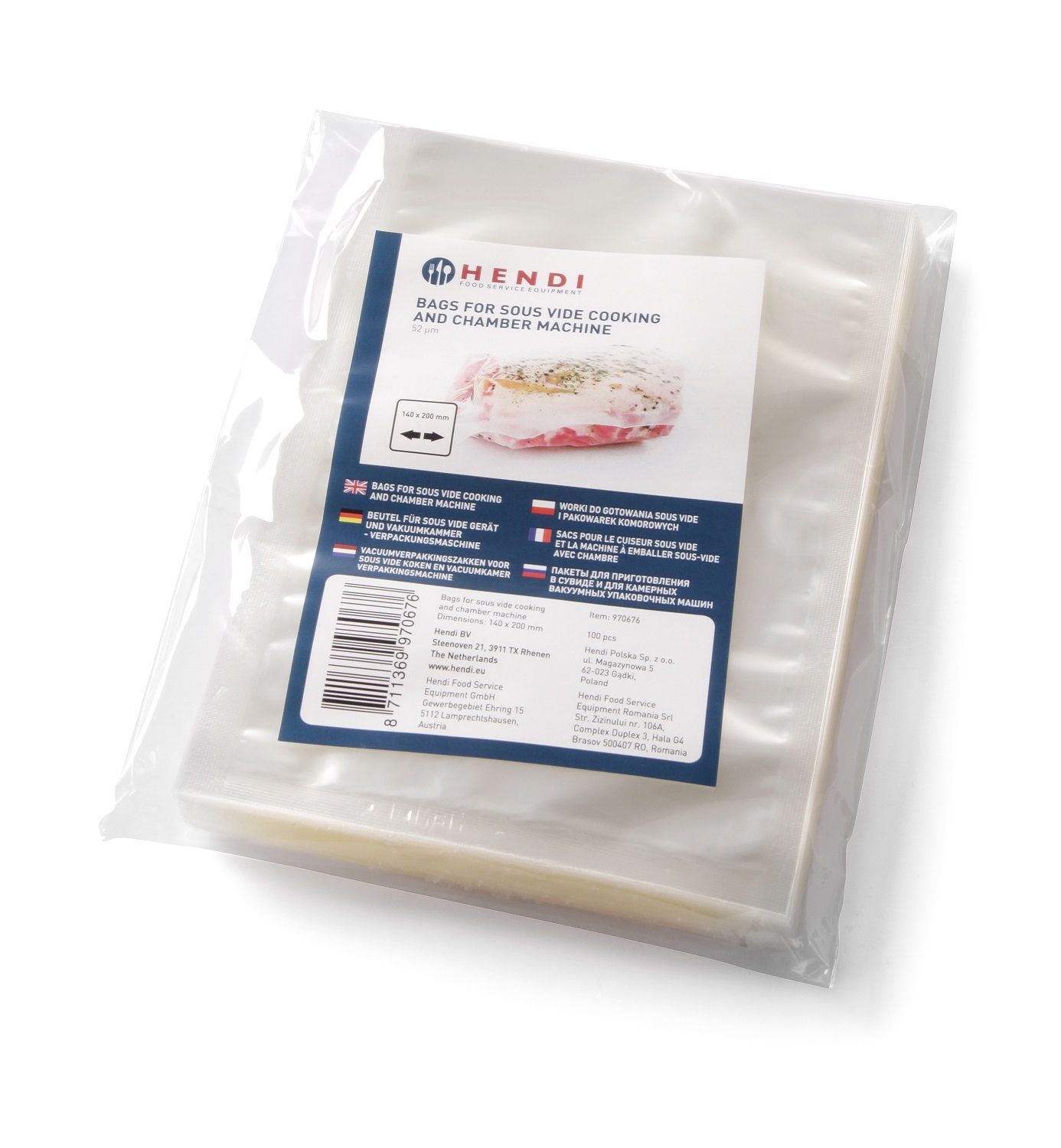 Worki do gotowania sous vide do pakowarek komorowych, HENDI, 100 szt., 150x200mm