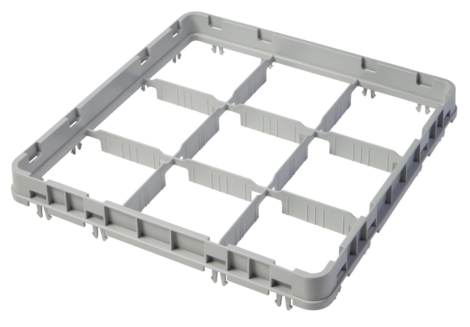 Nadstawka do koszy half drop 500x500 mm szara, model E2, Cambro, liczba przegródek: 9 (3x3), wymiar przegródki: 150x150 mm, jasnoszary, 499x499x(H)51mm